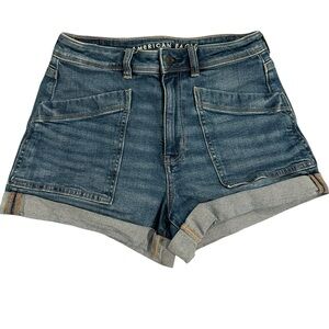American Eagle Jean Shorts Cuffed Stretch Womens Size 6 Mid Rise